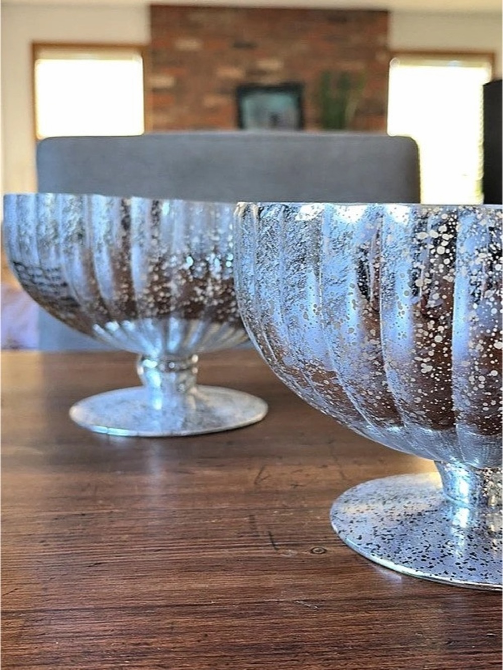 Silver Pedestal Bowls Set of 2